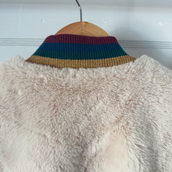 Spiritual Gangster Cream Furry Bomber Jacket - Picture 11 of 13